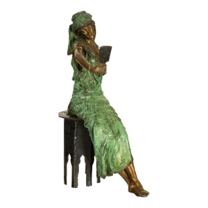 Antique Italian Art Nouveau Cold Painted Bronze Orientalist Figure Arab Girl by Ferdinando De Luca 1900
