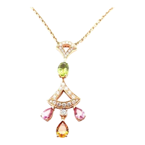Bulgari Diva Dream 18k Rose Gold Diamond Peridot Necklace Cert