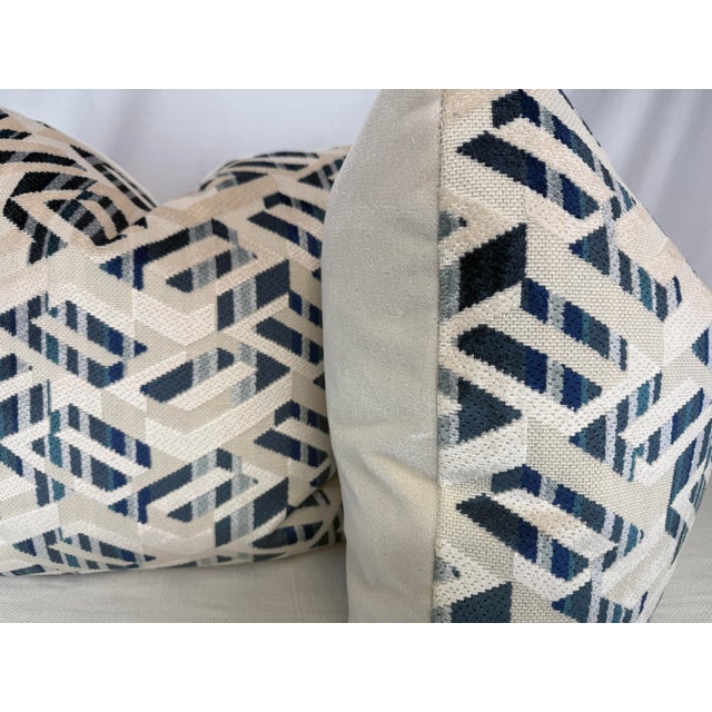 Custom pair of 22" pillows covered in Thibaut "Bossa Nova Velvet" and backed in a coordinating solid velvet. These pillows...