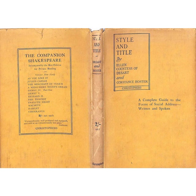 Traditional "Style and Title: A Complete Guide to Social Forms of Address" 1925 Countess of Desart, Ellen For Sale - Image 3 of 7