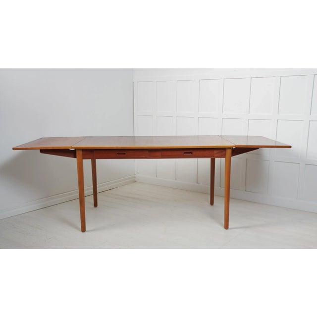 1960s Swedish Modern Teak and Beech Dining Table or Desk attributed to Nils Jonsson for Hugo Troeds, 1960s For Sale - Image 5 of 11