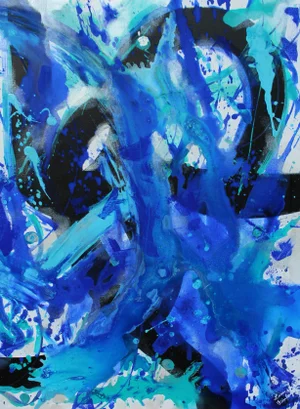"Blue Wonder" Contemporary Abstract Coastal Painting by Lisa Finlayson
