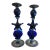 Pair of Heavy Cobalt Blue Art Glass Candlesticks 13" Tall For Sale