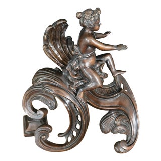 Single Female Bronze and Iron, Fireplace Decoration For Sale