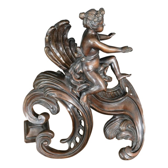 Single Female Bronze and Iron, Fireplace Decoration For Sale