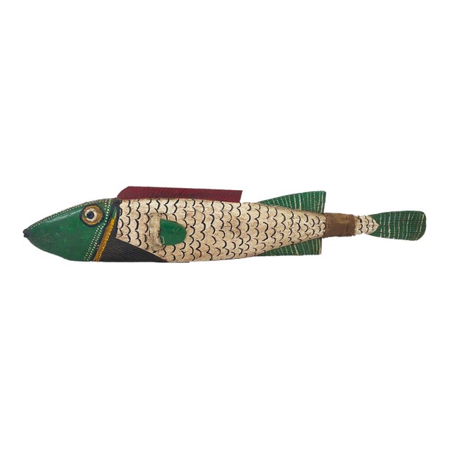 African Vintage Large Wooden Fish Bozo Tribe Mali 44" For Sale