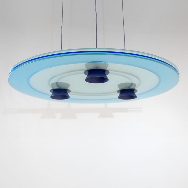 Mid-Century Modern Space Age Blue Aurora Pendant from Arteluce, Perry King & Santiago Miranda, 1983 For Sale - Image 3 of 14