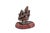 A finely cast South Indian devotional bronze depicting a four-armed, crowned goddess (devi) seated in royal ease on a...