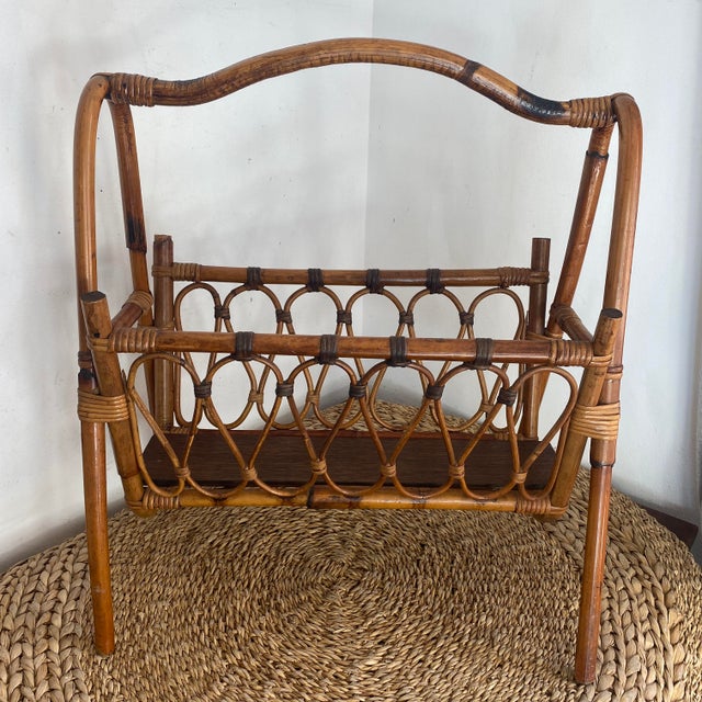 Bamboo and Rattan Magazine Rack, 1960s For Sale - Image 14 of 14