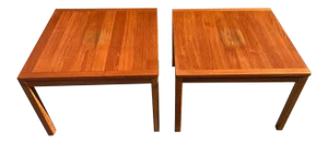 1970s Solid Teak Danish Modern End Tables by Vejle Stole Mobelfabrik - a Pair