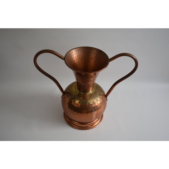 1960s 1960s Large Copper Vase With Brass Collar For Sale - Image 5 of 7