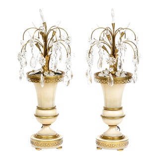 Late 20th Century Hollywood Regency Style Crystal Prism Luminaries - a Pair For Sale