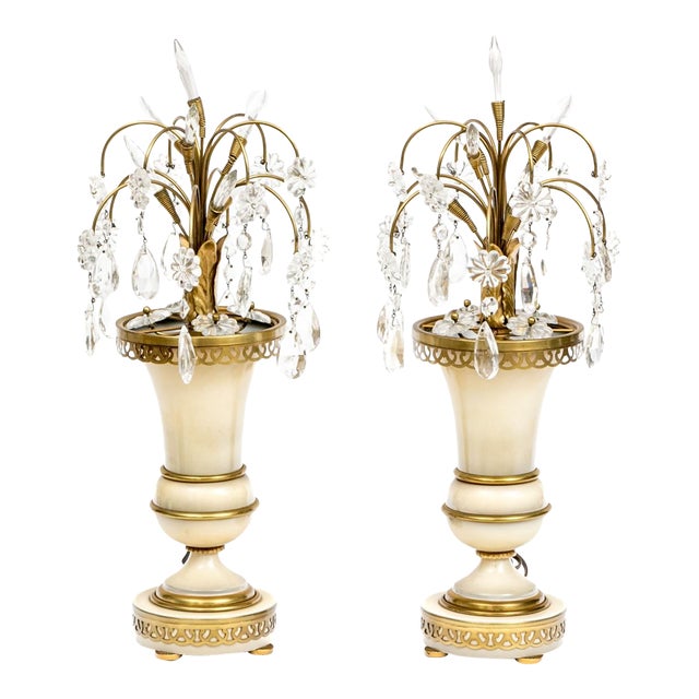 Late 20th Century Hollywood Regency Style Crystal Prism Luminaries - a Pair For Sale