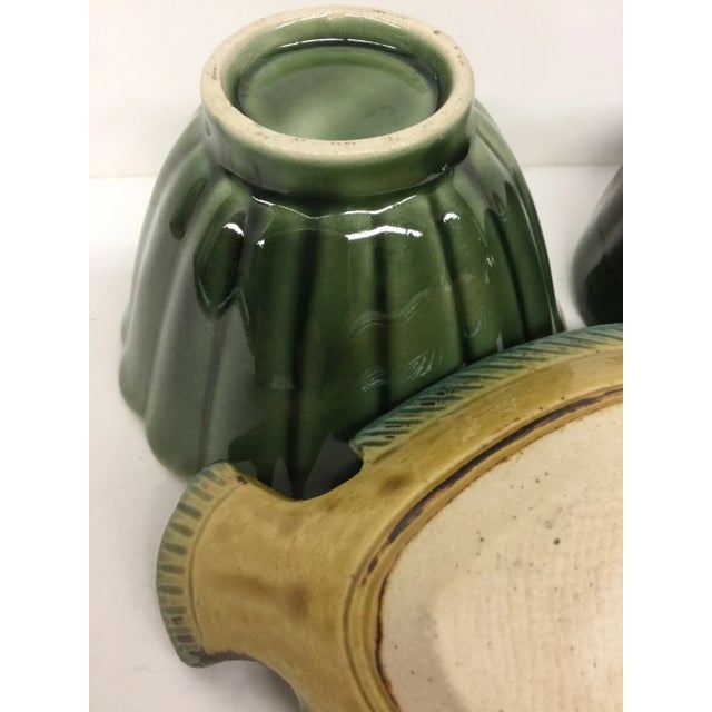 Ceramic Vintage Magnolia Green Japanese Bowls - Set of 3 For Sale - Image 7 of 11