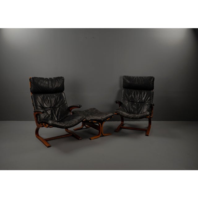 1960s Set of Siesta Chair & Ottoman by Ingmar Relling for Westnofa, Norway, 1960s Set of 3 For Sale - Image 5 of 18