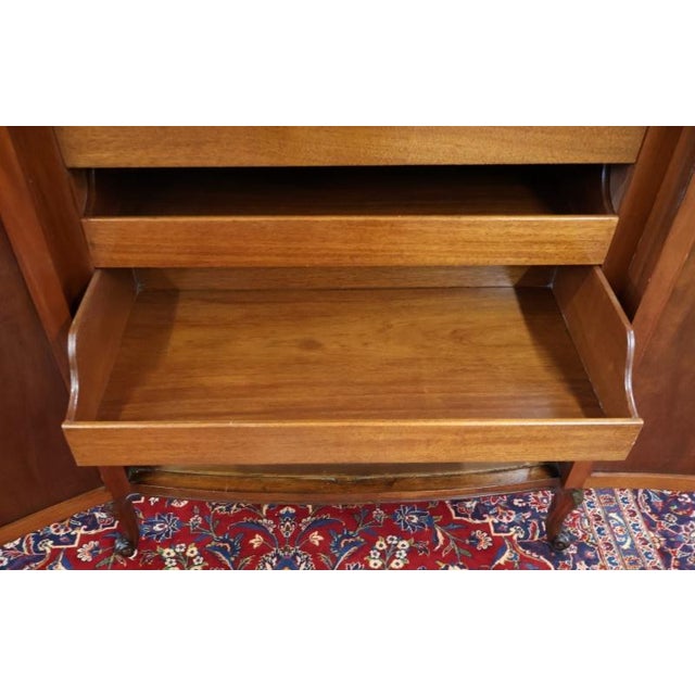 French Louis XV Style Walnut Inlaid Marble Top Dresser High Chest Circa 1920's For Sale - Image 15 of 18