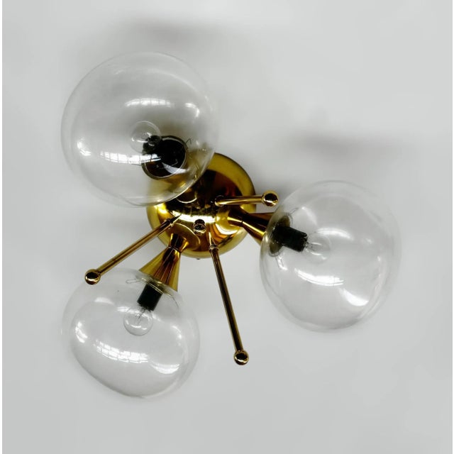 Fabio Ltd Trifoglio Polished Brass Clear Pebble Flush Mount by Fabio LTD For Sale - Image 4 of 7