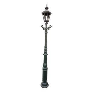 Cast Iron Lamp Post M2 with Cast Iron Hexagon Lantern For Sale