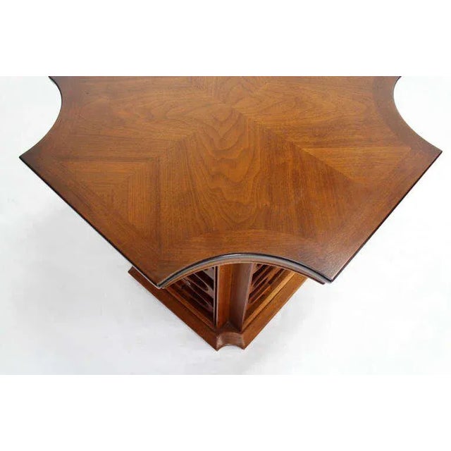 Mid-Century Modern Occasional Side Table With Carved Walnut Base For Sale - Image 4 of 11