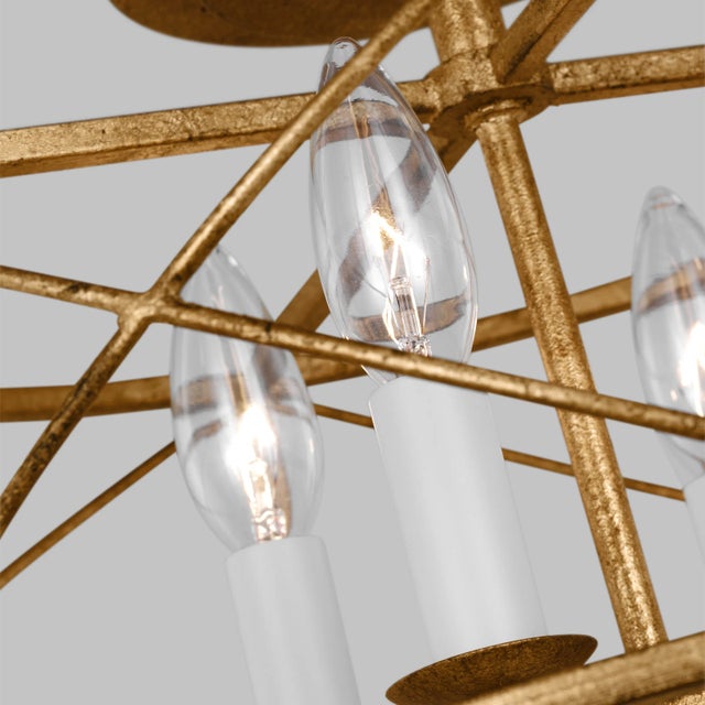 Visual Comfort Chapman & Myers by Visual Comfort Studio Beatrix 4-Light Medium Semi-Flush Mount in Antique Gild Gold For Sale - Image 4 of 6