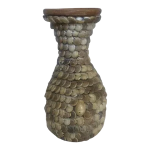 Vintage Sea Shell Folk Art Terracotta Bud Vase