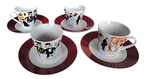 Coffee Service with Cups and Saucers from Maxim's Paris, 1980s, Set of 8