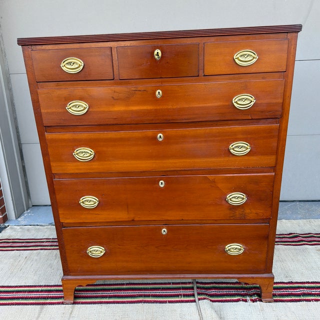 A Very Nice Antique Pennsylvania Hepplewhite Cherry Mid-Case Chest of Drawers, Circa 1800’s Lancaster or Berks County,...