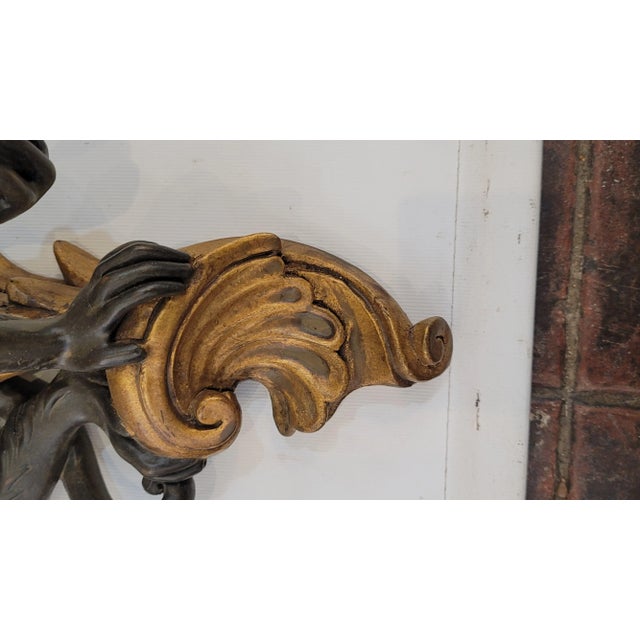Wood Baroque Carved Wood Pair Maitland Smith Monkey Shelfs With a Banana For Sale - Image 7 of 9