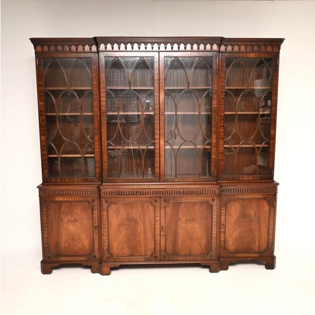 Antique Georgian Breakfront Bookcase, 1950s For Sale - Image 3 of 11