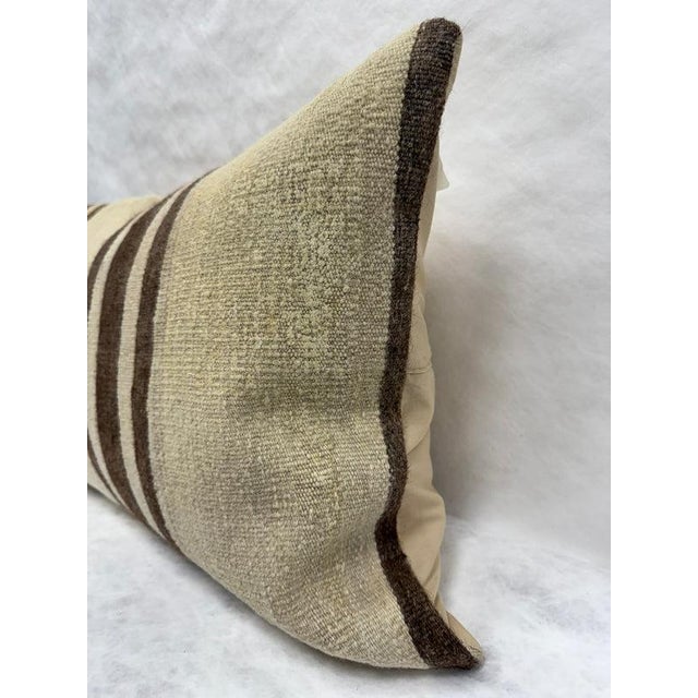 Contemporary Turkish Hemp Pillow Cushion Natural Beige Brown Pillow Cushion Cover 16" x 24" For Sale - Image 3 of 4