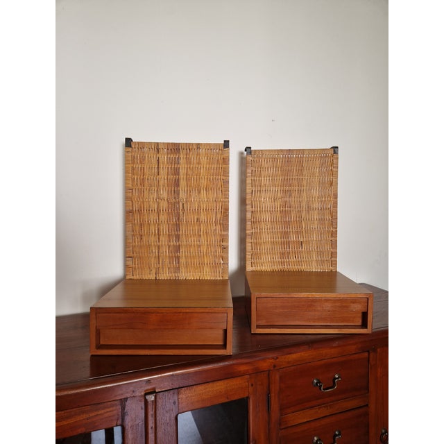 Bedside Tables with Vienna Straw Panels attributed to Hans J. Wegner for Getama, 1950s, Set of 2 For Sale - Image 9 of 18