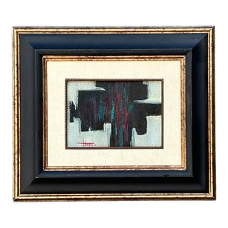 Vintage Framed Abstract Oil on Canvas For Sale