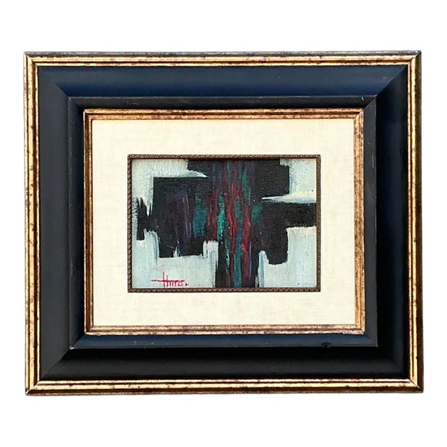 Vintage Framed Abstract Oil on Canvas For Sale