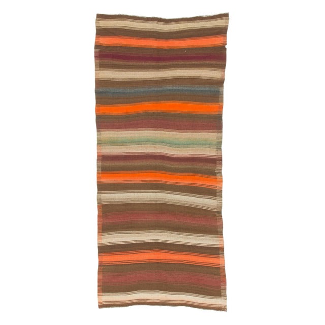 1960s Vintage Wool Turkish Kilim Rug- 5′2″ × 11′11″ For Sale In Los Angeles - Image 6 of 6
