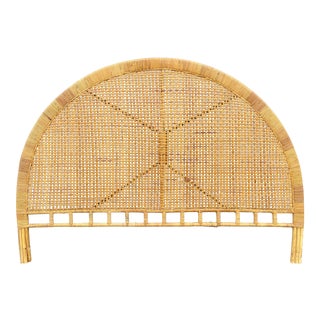20th Century Boho Chic Rattan Headboard King Size For Sale