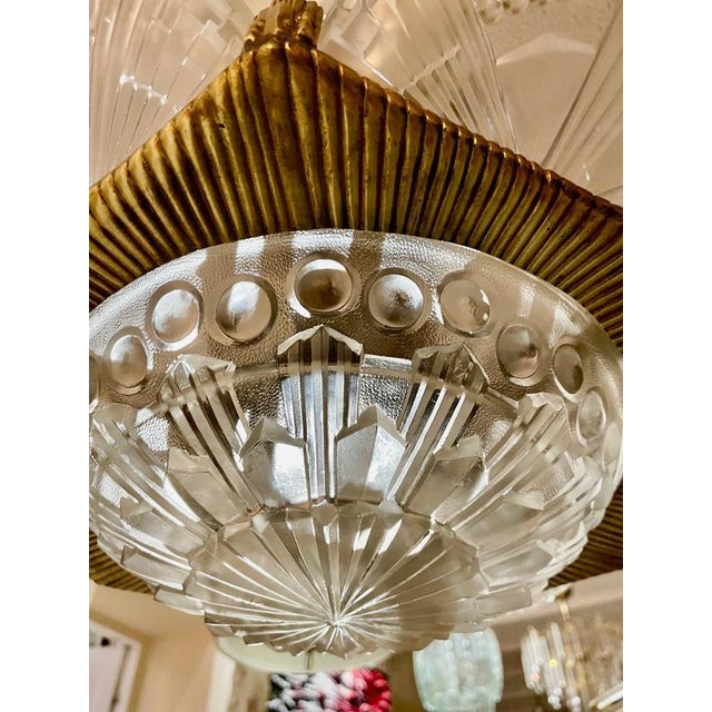 1930s Bronze and Glass Pendant by Georges Leleu, France, 1930 For Sale - Image 5 of 15