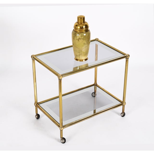 Gold Brass & Glass Top Nesting Tables from Maison Jansen, 1970s, Set of 3 For Sale - Image 8 of 18