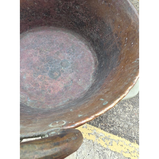 Extra Large Old Copper Cauldron With Handles For Sale - Image 11 of 14