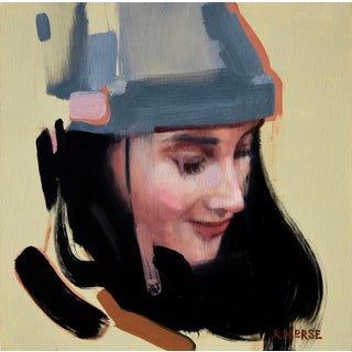 Faded by Ryan Morse | Oil on panel Portrait of a woman with a soft expression For Sale