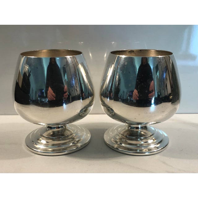 A fabulous pair of Wm. Rogers & Son Silver Plated Brandy Snifters with Footed Base - a great housewarming or wedding gift....