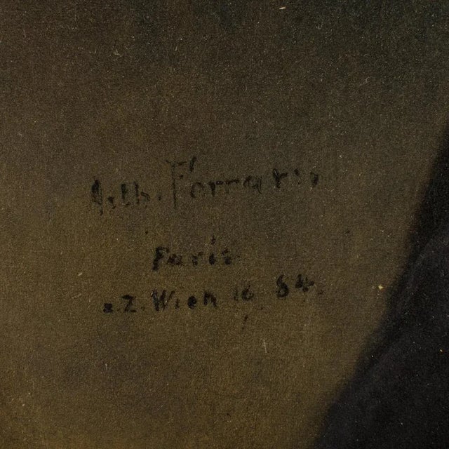 Textile Arthur Von Ferraris (Hungary, 1856- 1936) "Seated Lady". For Sale - Image 7 of 11