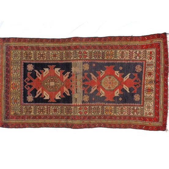 Wool pile genuine hand made antique Russian Karabagh -