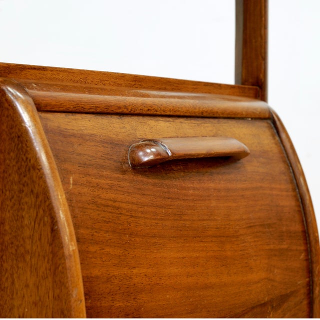1950s Art Deco Revival Walnut Dry Bar Cart Side Table by Incorporall For Sale - Image 10 of 17