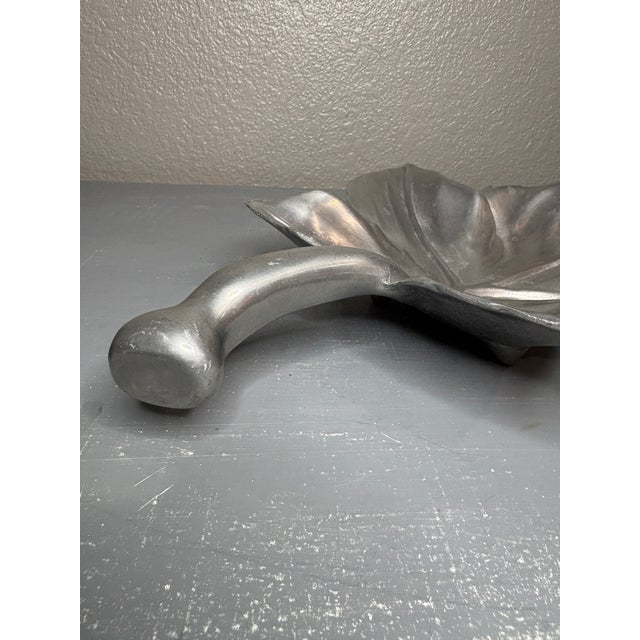 Metal Vintage Cast Aluminum Leaf Bowl, Attributed to Bruce Fox For Sale - Image 7 of 9