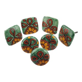 Mexican Talavera Pottery Cabinet & Drawer Pulls - Set of 7 For Sale