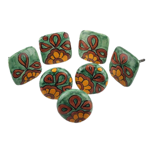 Mexican Talavera Pottery Cabinet & Drawer Pulls - Set of 7