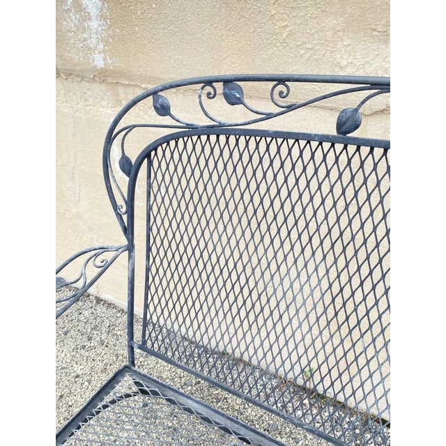 Mid 20th Century Vintage Salterini Style Art Nouveau Wrought Iron Garden Seating & Table, 4 Pieces, Attributed For Sale In Philadelphia - Image 6 of 17