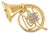 Diamond French Horn Brooch .10cttw 14k Yellow Gold For Sale