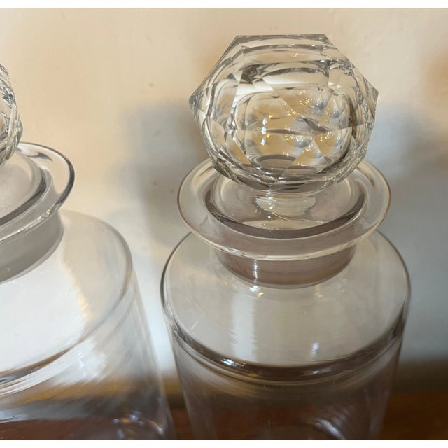 Large Antique 19th Century Glass Pharmacy or Pickle Jars With Cut Crystal Stoppers - a Pair For Sale - Image 12 of 13