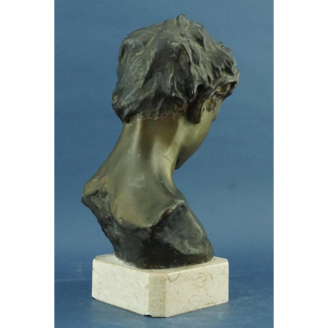 Francesco Parente, Large Art Nouveau Il Broncio Bust Depicting a Sulking Child, Early 1900s, Bronze For Sale - Image 6 of 18